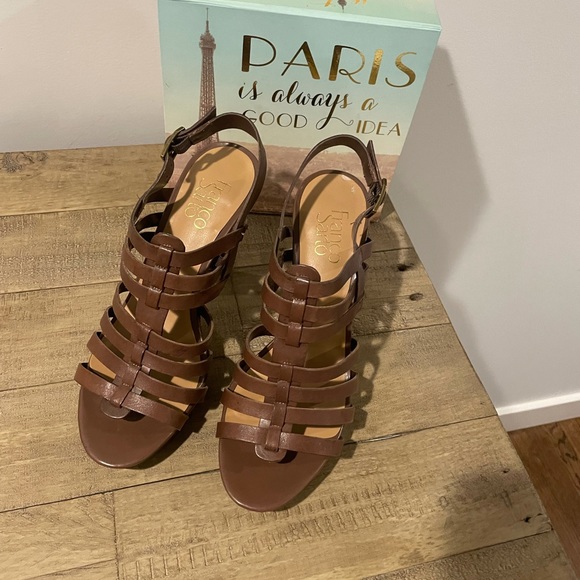 Franco Sarto brown leather platform heels size 8.5 - Picture 2 of 7